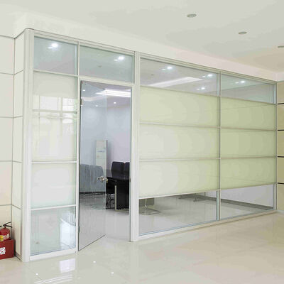 Half Glass Wall Partition Top Wooden Bottom Office Wall Partition