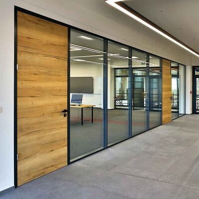 Office Aluminum Glass Partition Wall Framed Glass Partition Vertical Framing Partition Profile