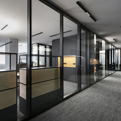 Office Aluminum Glass Partition Wall Framed Glass Partition Vertical Framing Partition Profile