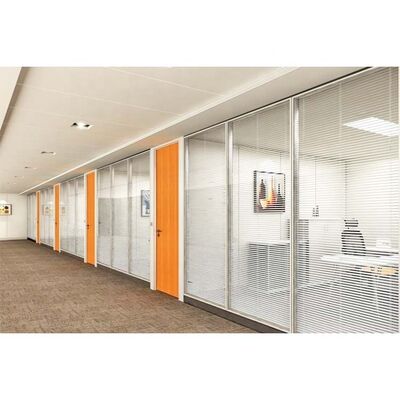 Office Aluminum Glass Partition Wall Framed Glass Office Partition with Shutter