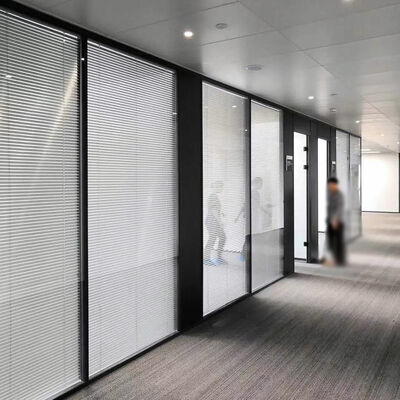 High-end Soundproof Aluminum Frame Office Partition Glass Wall Space Room Divider with Blinds