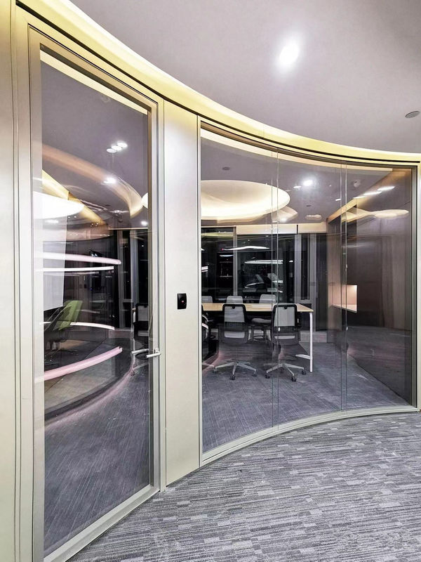 Customizable Curved Glass Partition Wall with Aluminum Frame